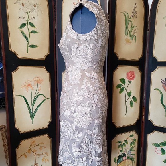 🎉HOST PICK🎉Tadashi Shoji Metallic Embroidered Lace Sheath - Picture 2 of 8